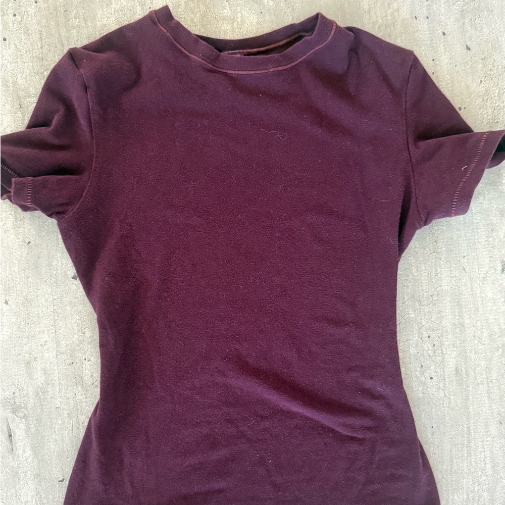 SKIMS Short Sleeve Crewneck Top in plum